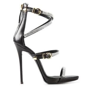 Giuseppe Zanotti Design Black Crystal Strappy High Heel Sandals 37* US 7* Luxury